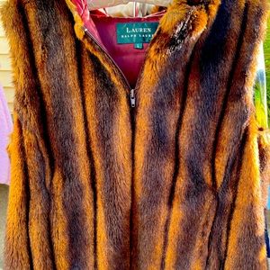 Womens Ralph Lauren faux fur vest with hood